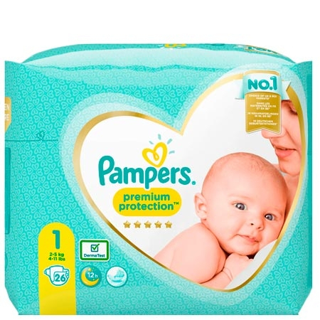 Pampers Premium Protection Storlek 1 (2-5 kg) - 26 st