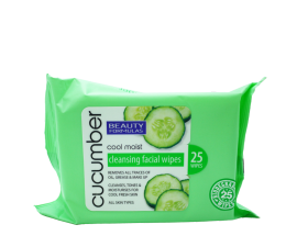 Beauty Formulas Cucumber Cleansing Facial Wipes – 25 stk