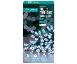 Premier 100 LED batterivit ljuskedja - 10 meter