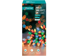 Premier 200 LED batteridriven flerfärgad ljuskedja - 20 meter